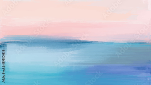Abstract watercolor painting with blended pink, blue, and teal hues.