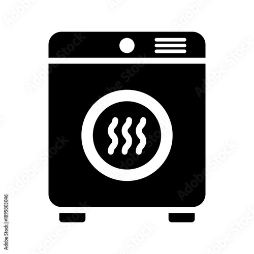 Electric tumble dryer machine laundry solid glyph icon
