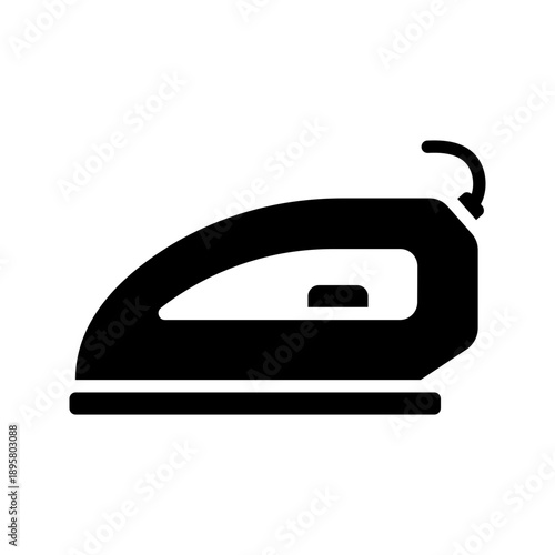 Electric steam iron for garment care solid glyph icon
