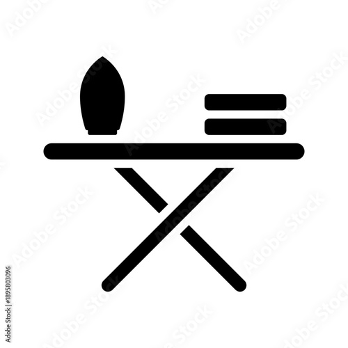 Foldable ironing board for laundry service solid glyph icon
