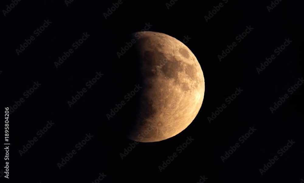 Naklejka premium Blood moon lunar eclipse on 07 September 2025