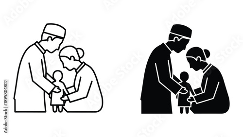 Couple holding baby together with love and care