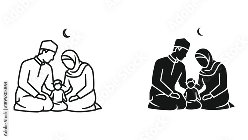 Family bonding under the night sky