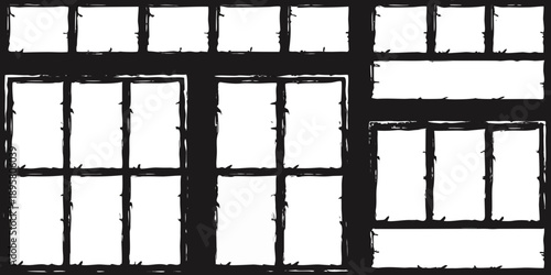 A simple black and white illustration of a multi pane window structure