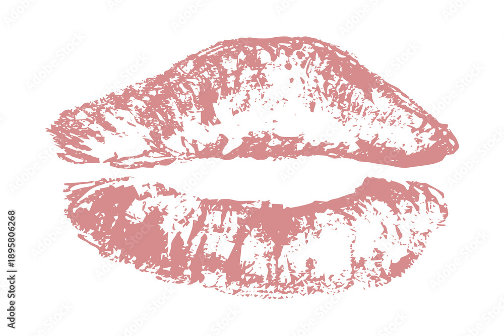 Fototapeta premium Lipstick kiss mark Romantic lip print Imprint of lips kiss Sexy lips makeup Female mouth Love symbol Design element for beauty fashion poster Valentines Day wedding
