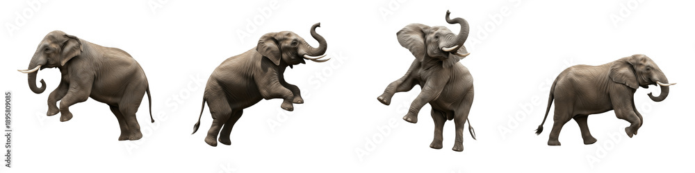 Obraz premium Set of African Elephant Poses and Dynamic Wildlife Action PNG