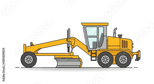 Construction Grader Machine Flat Design Vector Illustration