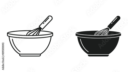 Mixing bowls with whisk illustration