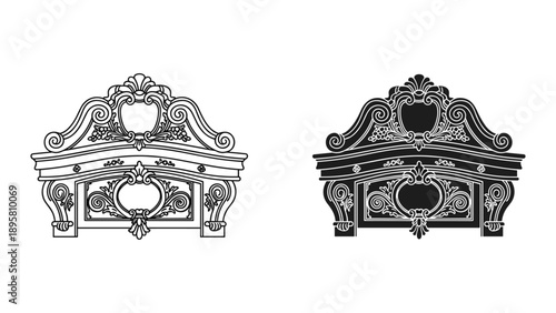 Ornate furniture headboard design with floral pattern