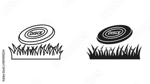 Frisbee flying over grass field