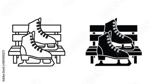 Ice skates resting on a bench