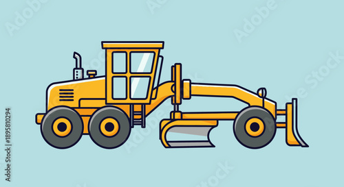 Construction Grader Vehicle Illustration For Flat Design Styles