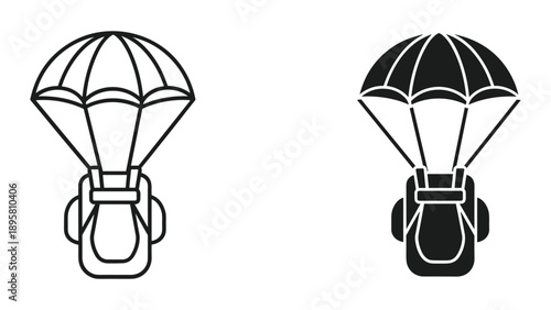 Parachute icon set with different styles