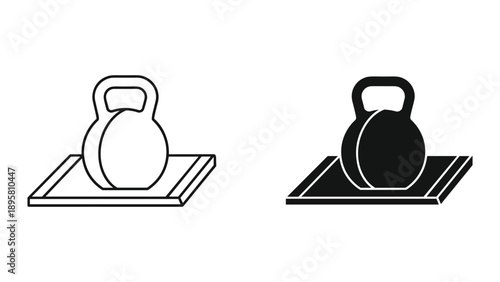 Kettlebell icon set on scale