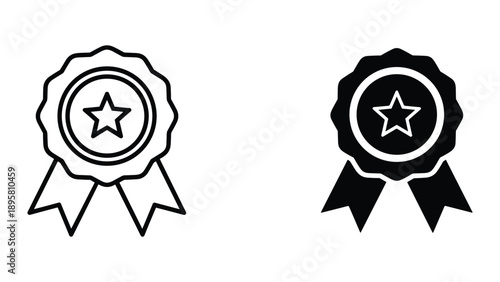 Award badge icon set with star symbol