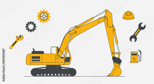 Construction Machinery And Tools Industrial Equipment Vector Illustration