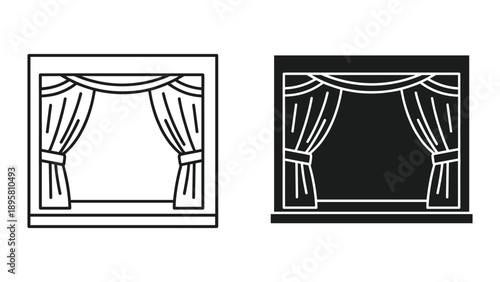 Theater curtain icon in different style