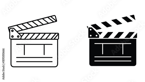 Film clapperboard icon set in different style