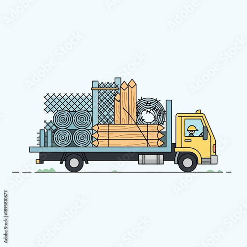 Construction Materials Delivery Truck Transportation Logistics Service Industry