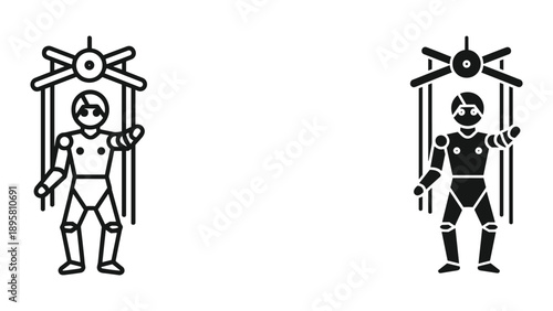 Marionette puppets with black and white color