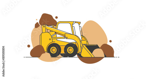 Construction Skid Steer Loader Machine Moving Earth Artistic Graphic Representation