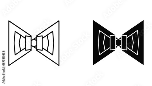 Black bow tie icon in different style on white background