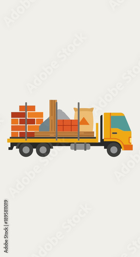 Construction Truck Delivering Building Materials For Site Development Projects