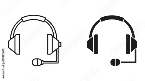 Headset icon set for customer support and communication