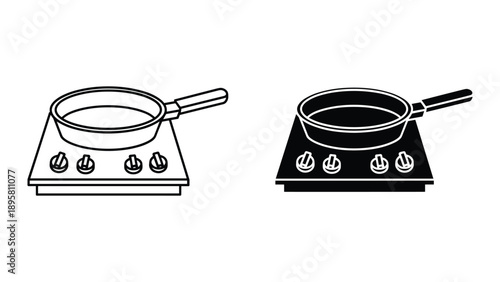 Frying pan on electric stove top illustration