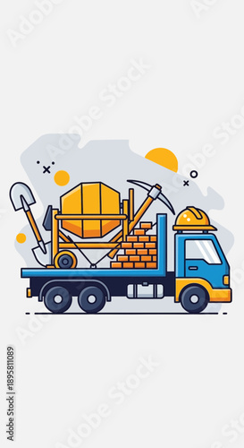 Construction Truck Delivering Materials For Building Projects
