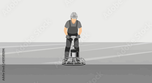 Construction Worker Operating A Concrete Polisher On A Building Site
