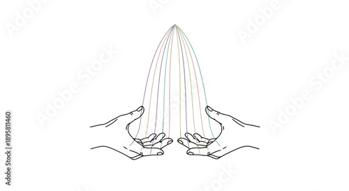 Simple line drawing of a garlic clove with colorful stripes.