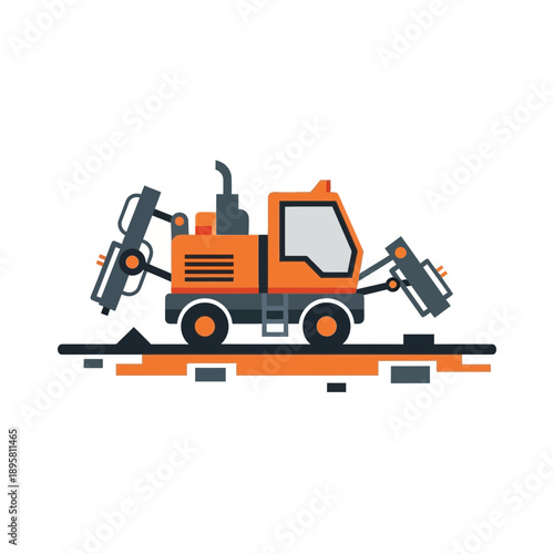 Construction Vehicle Performing Track Maintenance Work