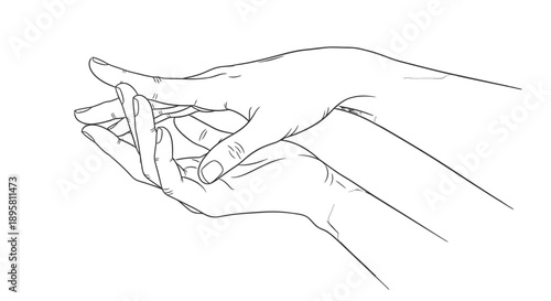 Simple line drawing of a hand holding another hand.