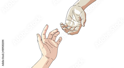 Two hands reaching towards each other in a gesture of assistance and support.