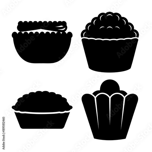 Diverse collection of sweet dessert silhouettes for bakery and pastry designs