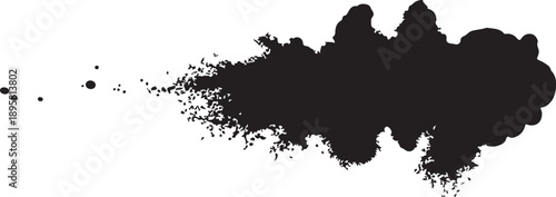 Black ink splatter on white background artistic design element
