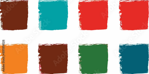 Abstract brushstrokes of vibrant colors arranged in a grid pattern