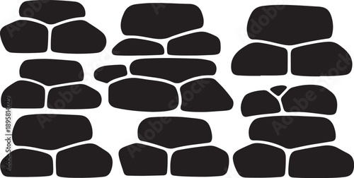 Black stone wall illustration on white background graphic design