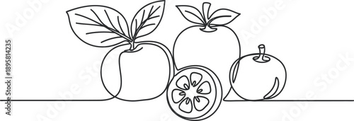 Fresh Fruit Line Drawing