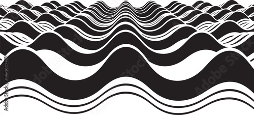 Black and white wavy lines abstract pattern background design