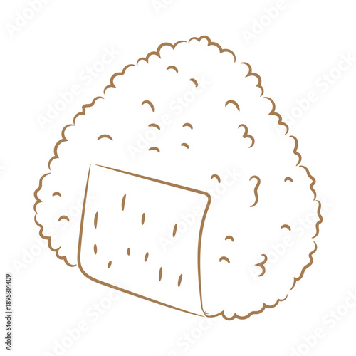 Minimalist Hand Drawn Onigiri Japanese Rice Ball Illustration
