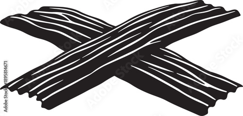 Black and white striped crossed wooden planks illustration graphic