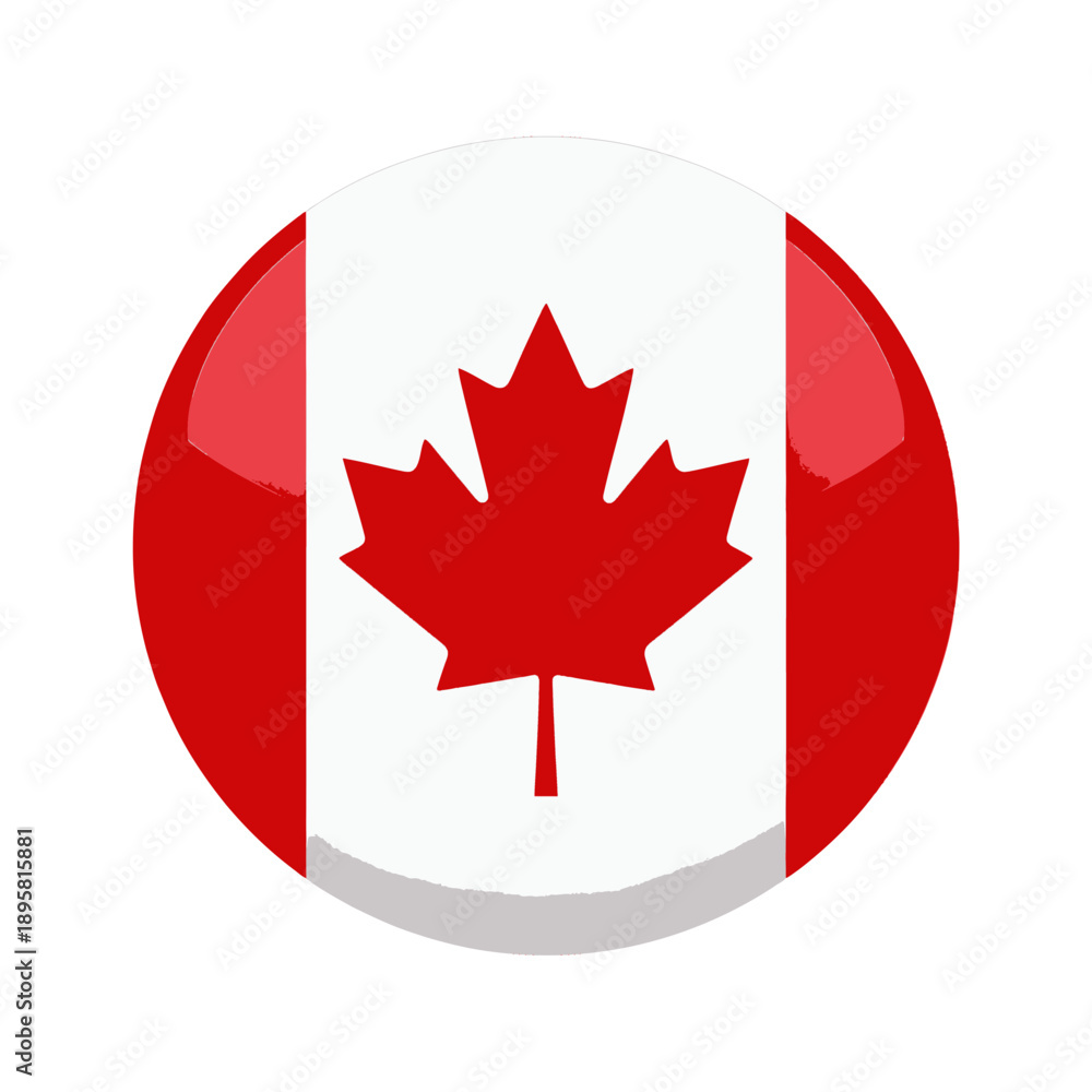 Fototapeta premium Glossy app icon with Canada flag design.