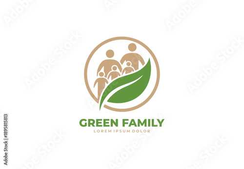 Family green concept logo design for your branding and identity