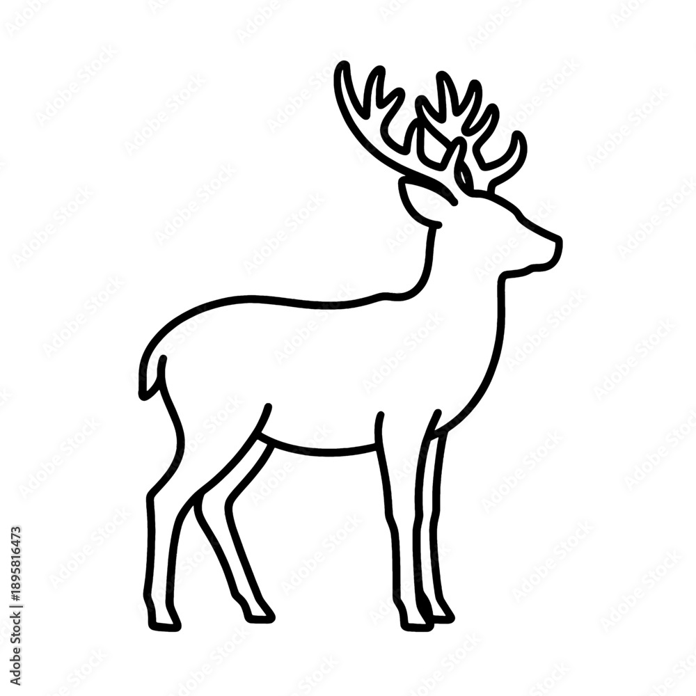 Fototapeta premium Line icon of a stag with antlers.