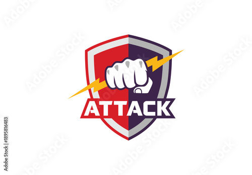 Attack shield concept logo design for your branding and identity