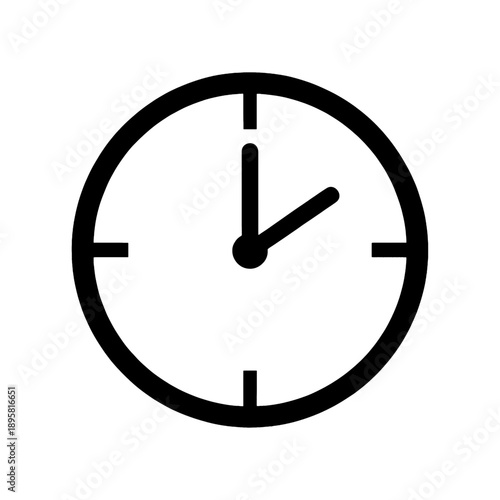 Minimalist analog clock face vector icon.