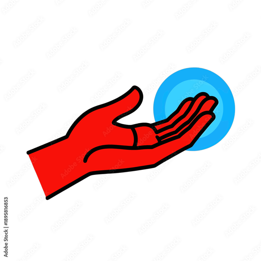Obraz premium Red Hand Pressing Digital Button Vector Icon