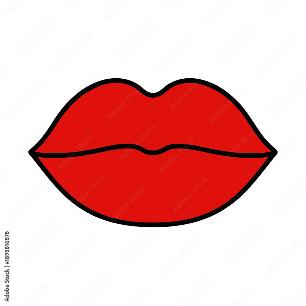 Obraz premium Red glossy lips vector icon.
